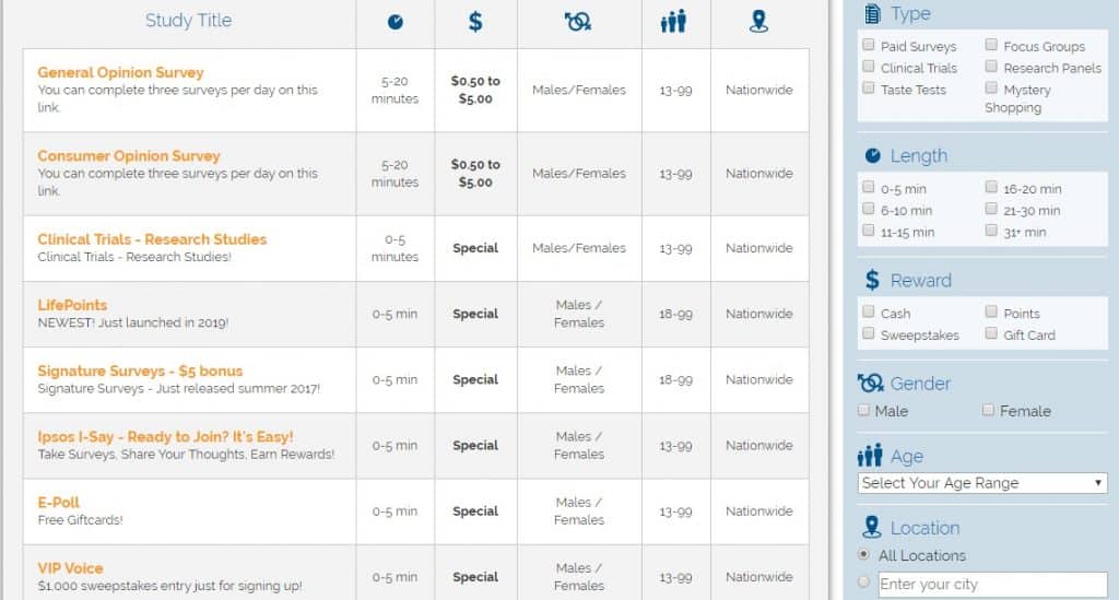 survey club tasks preview page